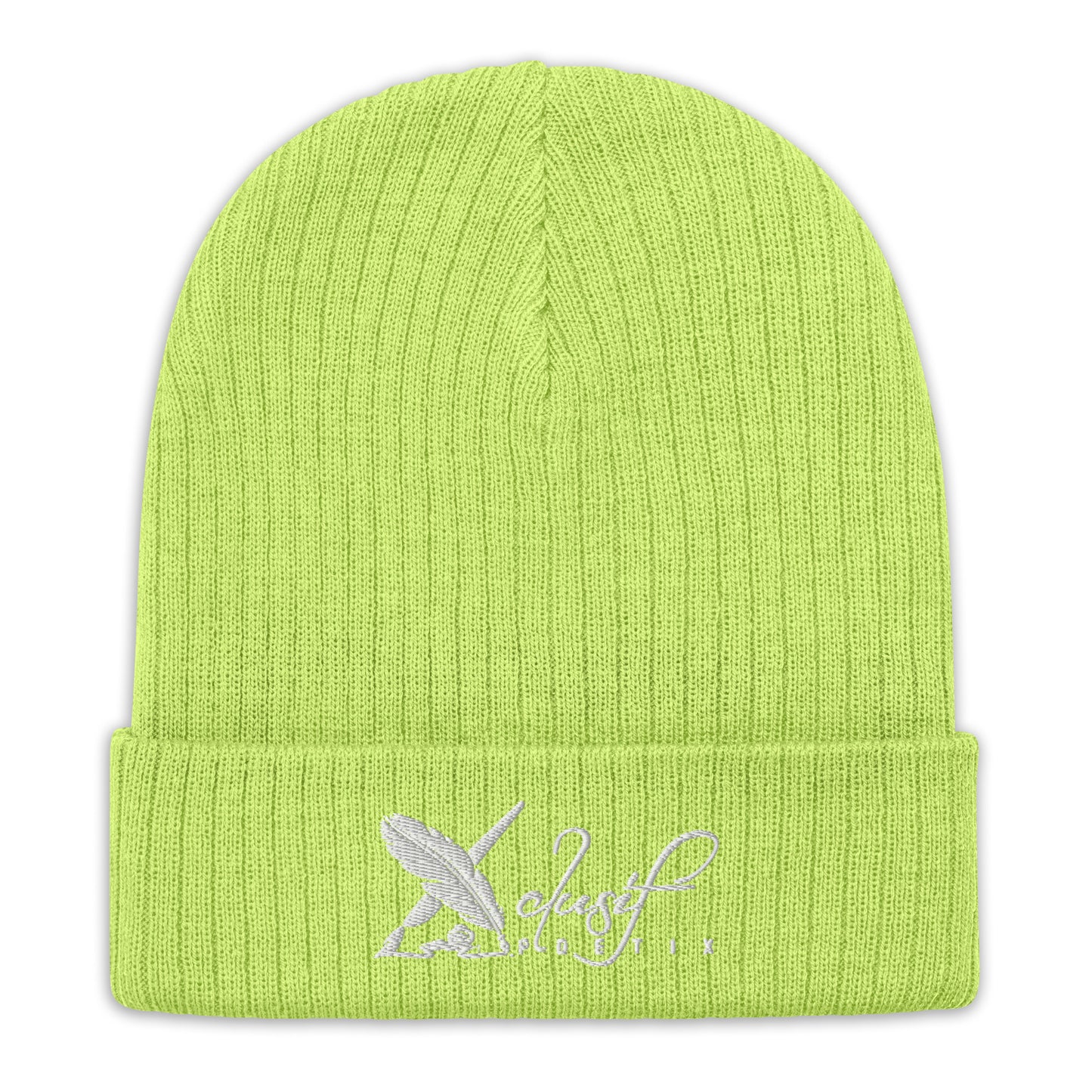 XCLUSIF POETIX WHITE LOGO Ribbed knit beanie