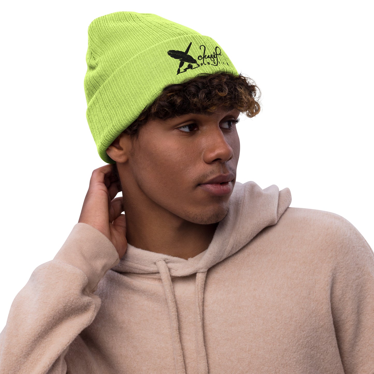 XCLUSIF POETIX BLACK LOGO Ribbed knit beanie