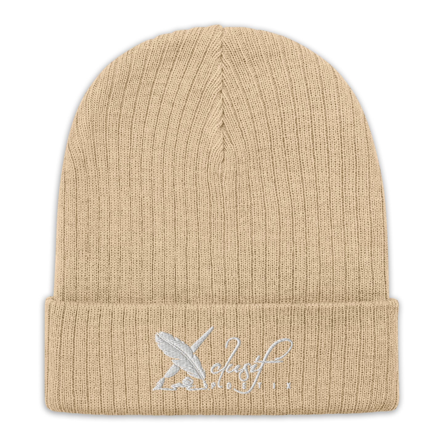 XCLUSIF POETIX WHITE LOGO Ribbed knit beanie