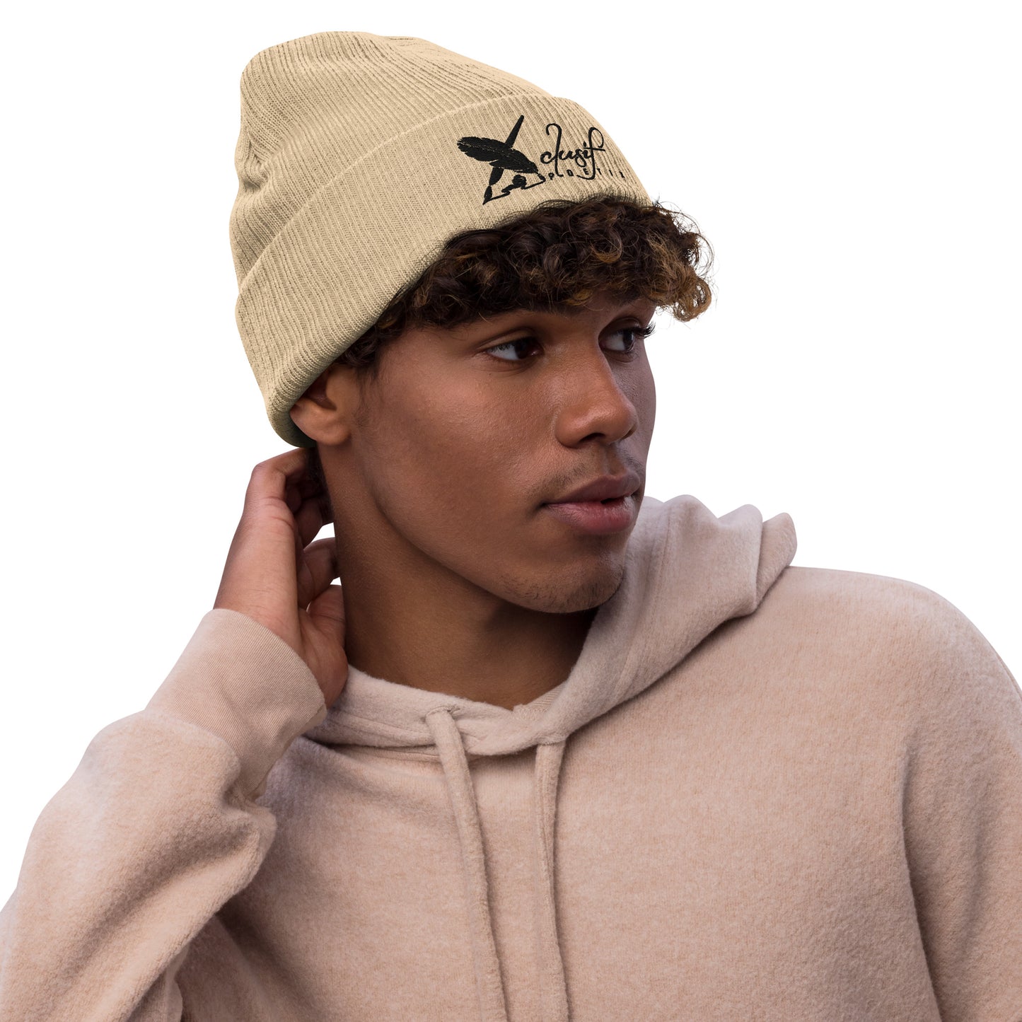 XCLUSIF POETIX BLACK LOGO Ribbed knit beanie