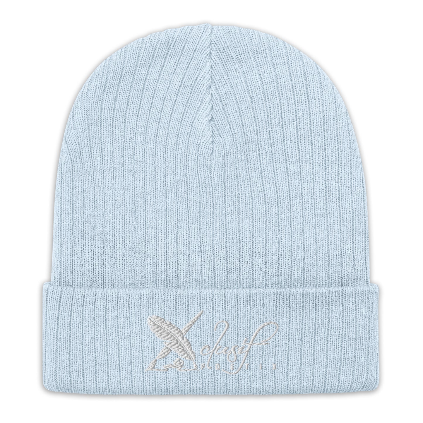 XCLUSIF POETIX WHITE LOGO Ribbed knit beanie