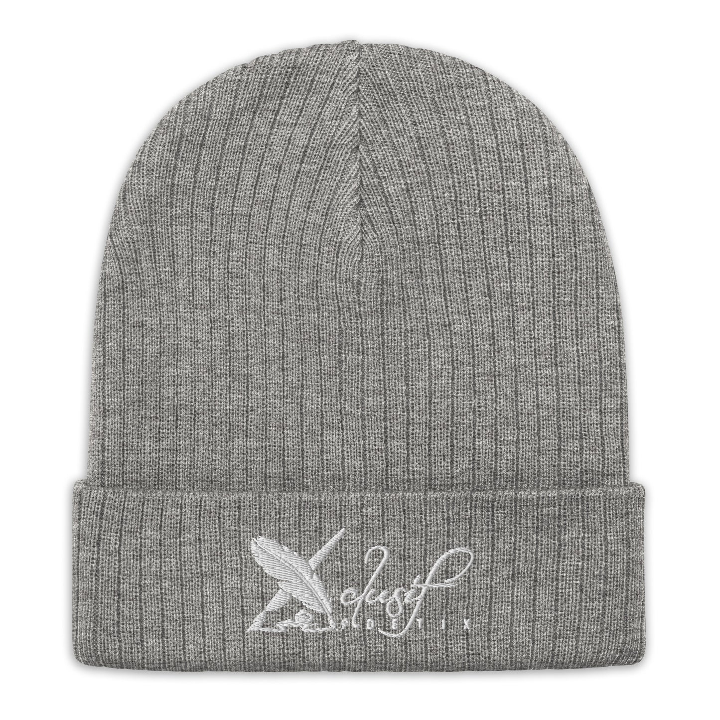 XCLUSIF POETIX WHITE LOGO Ribbed knit beanie