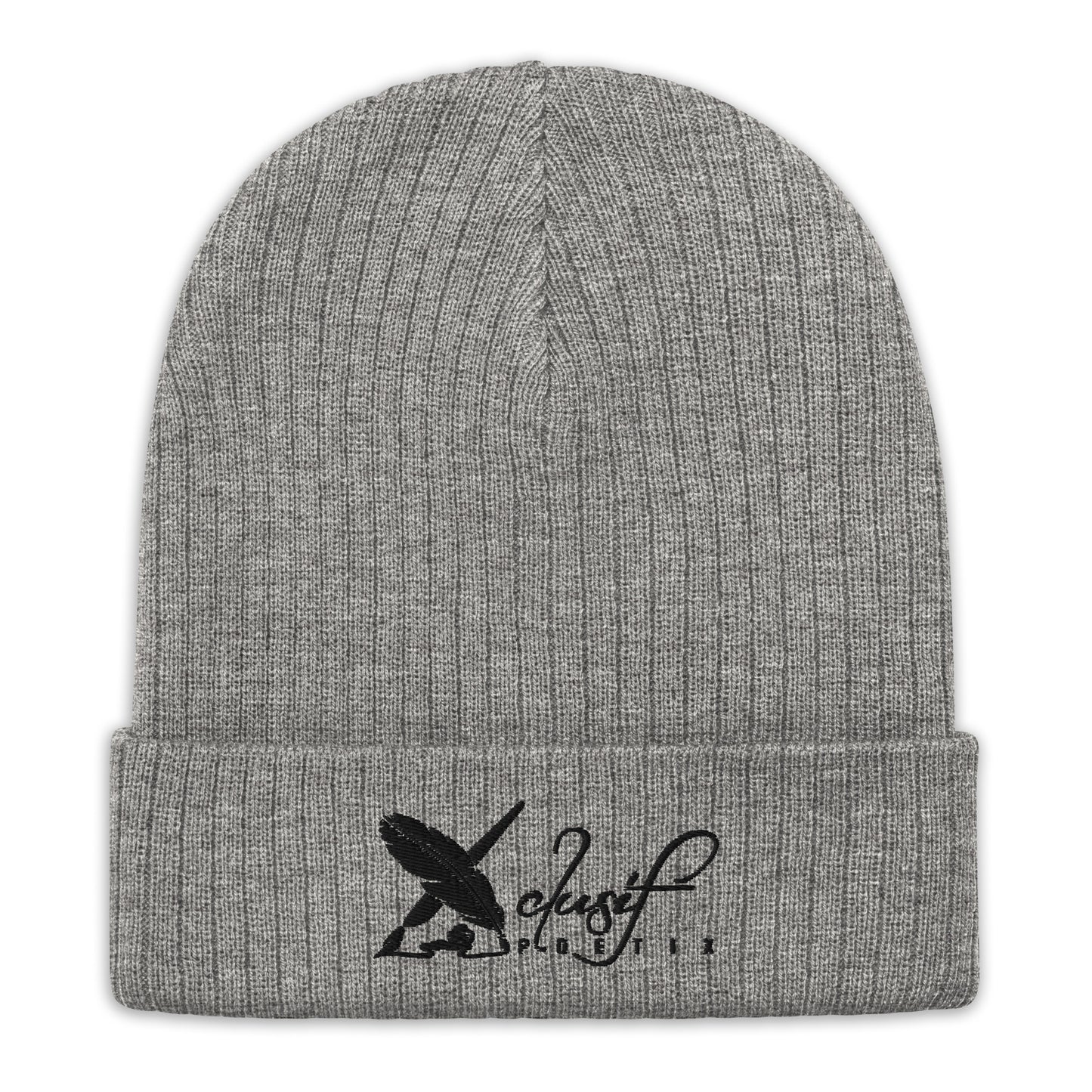 XCLUSIF POETIX BLACK LOGO Ribbed knit beanie