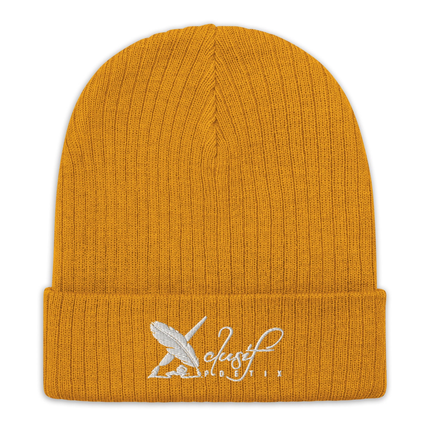 XCLUSIF POETIX WHITE LOGO Ribbed knit beanie