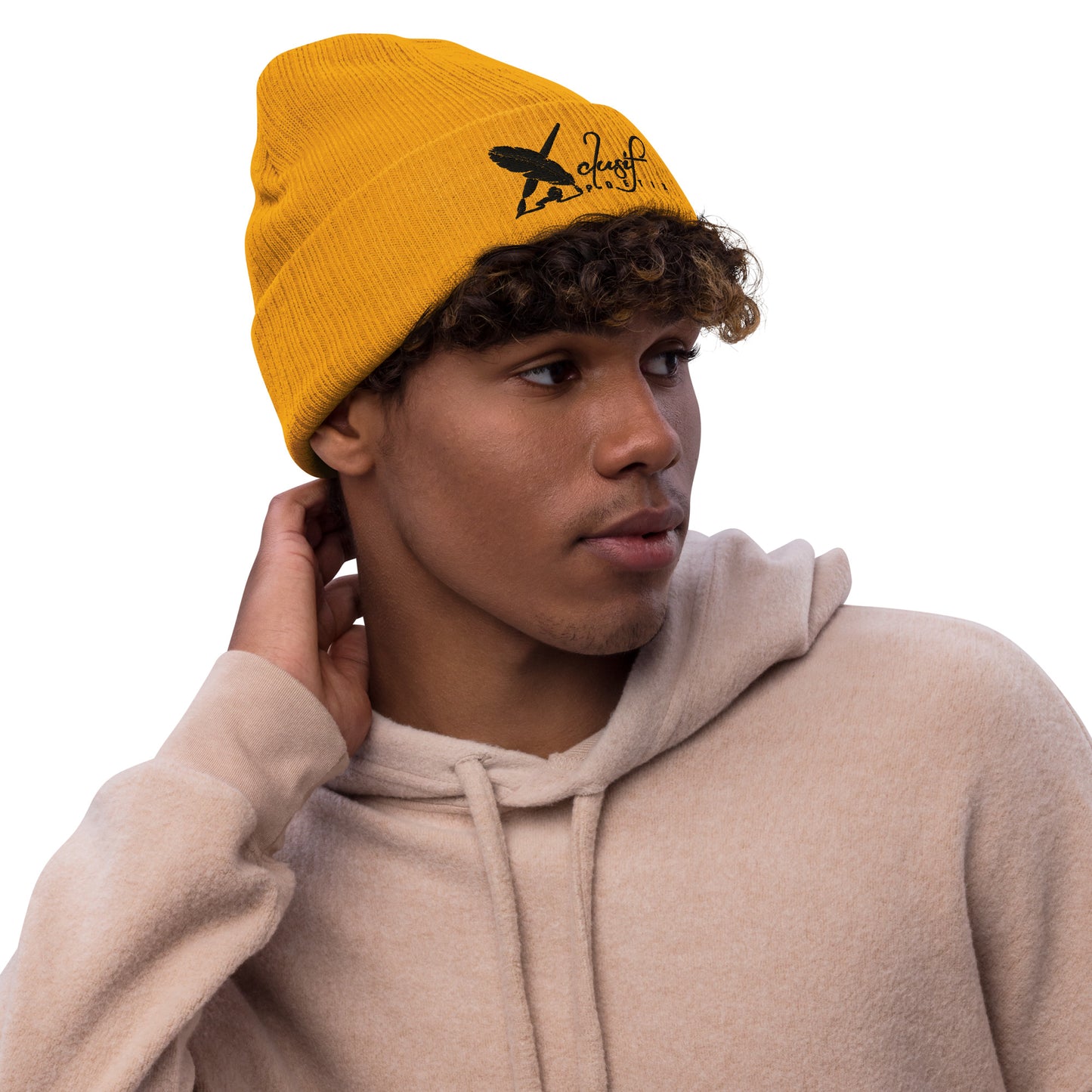 XCLUSIF POETIX BLACK LOGO Ribbed knit beanie