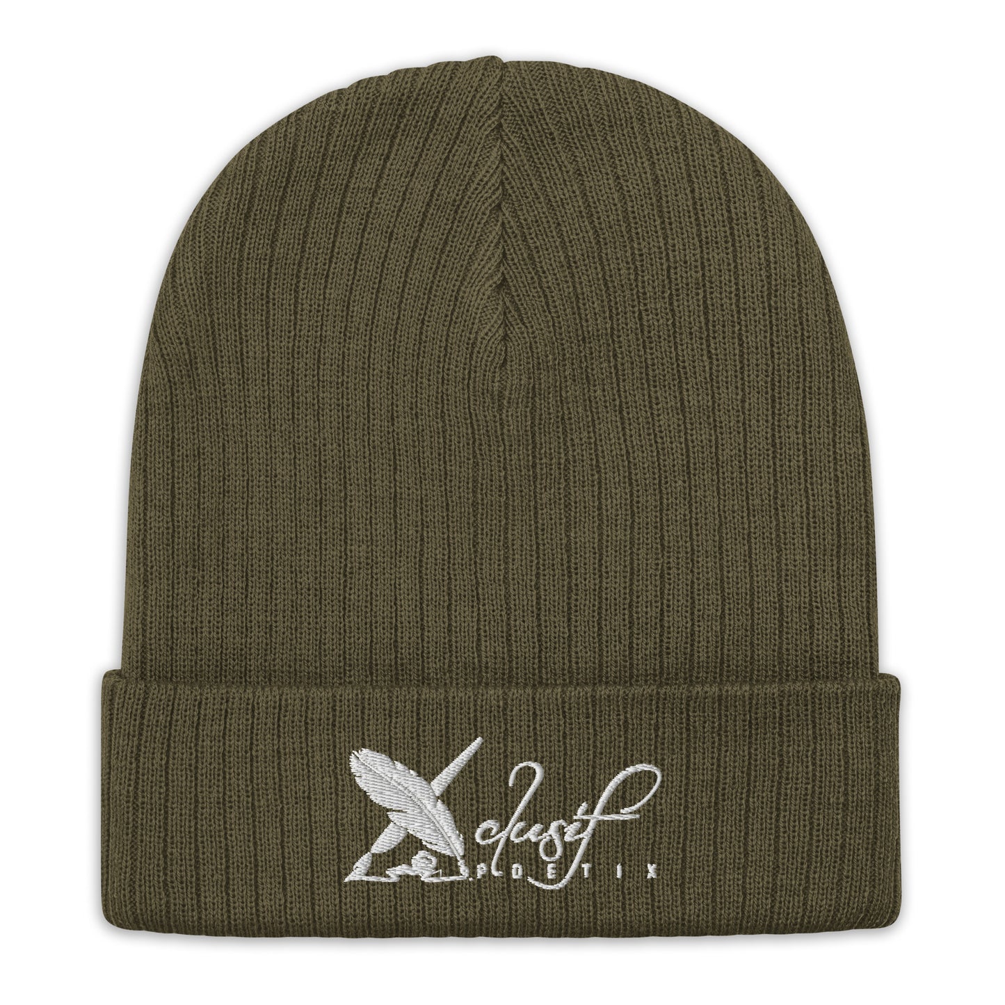 XCLUSIF POETIX WHITE LOGO Ribbed knit beanie