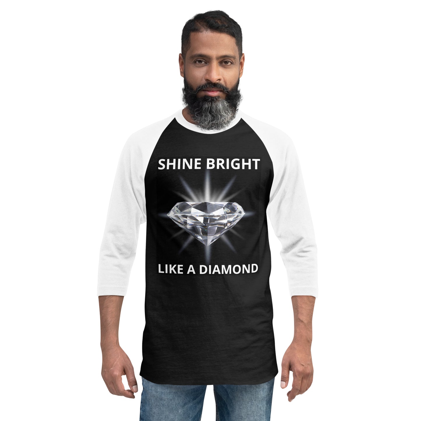 "SHINE BRIGHT LIKE A DIAMOND" BY XCLUSIF POETIX 3/4 sleeve raglan shirt