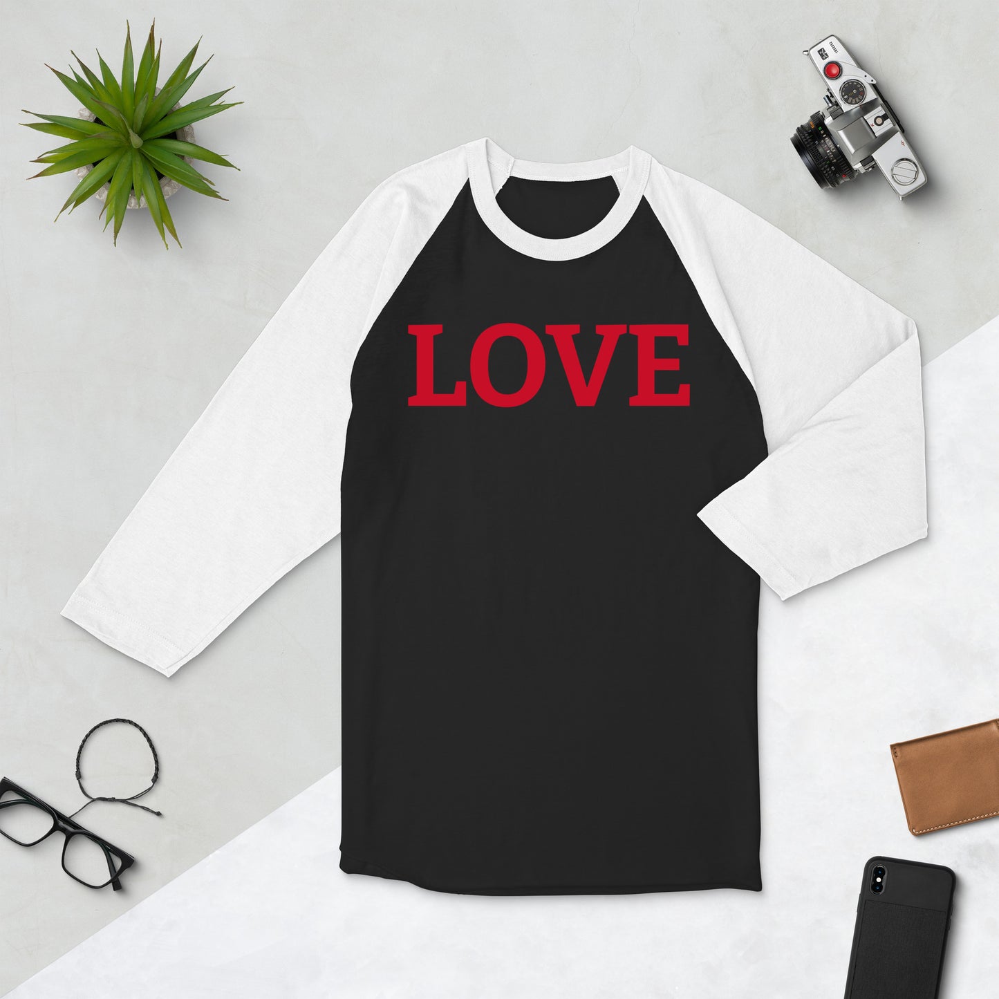 LOVE BY XCLUSIF POETIX 3/4 sleeve raglan shirt