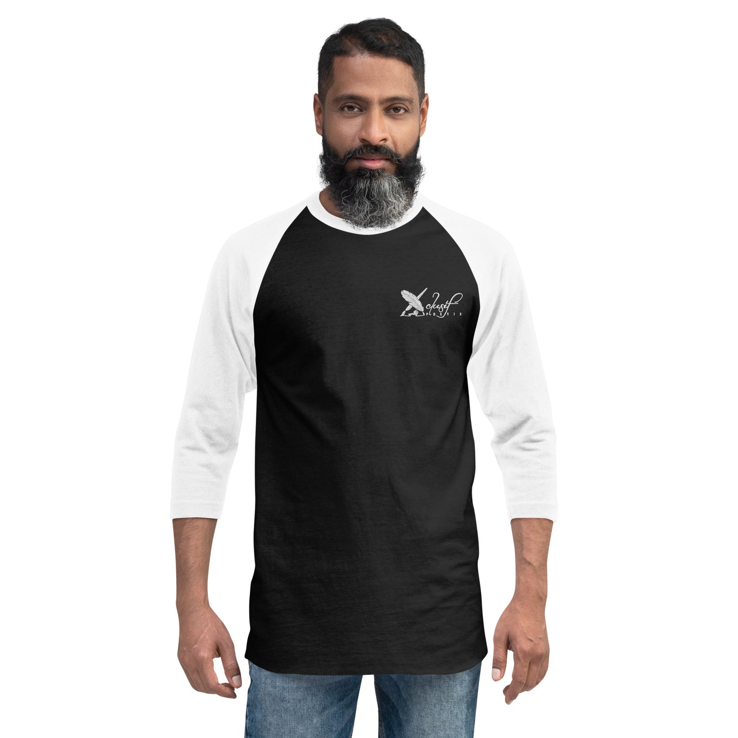 XCLUSIF POETIX WHITE LOGO 3/4 sleeve raglan shirt