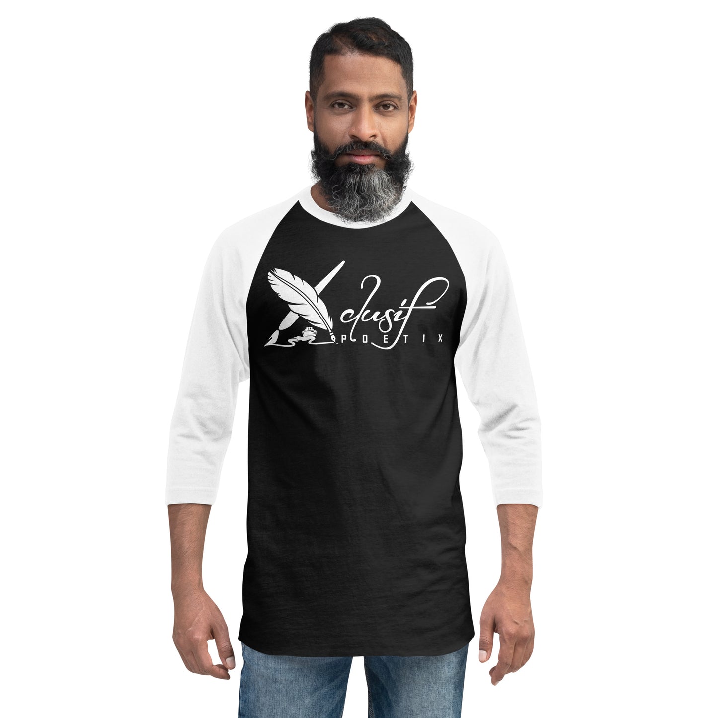 XCLUSIF POETIX BIG WHITE LOGO 3/4 sleeve raglan shirt