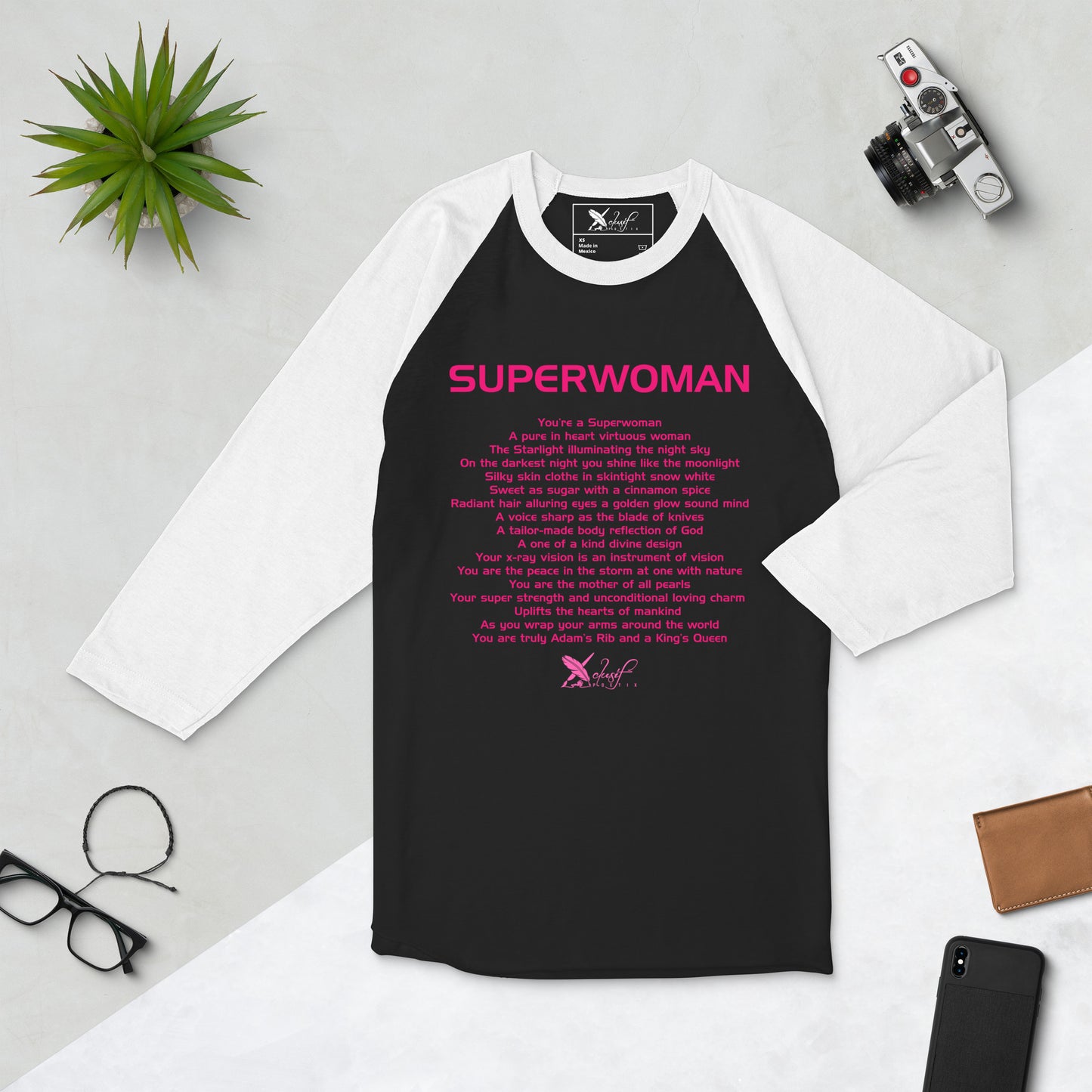 SUPERWOMAN BY XCLUSIF POETIX 3/4 sleeve raglan shirt