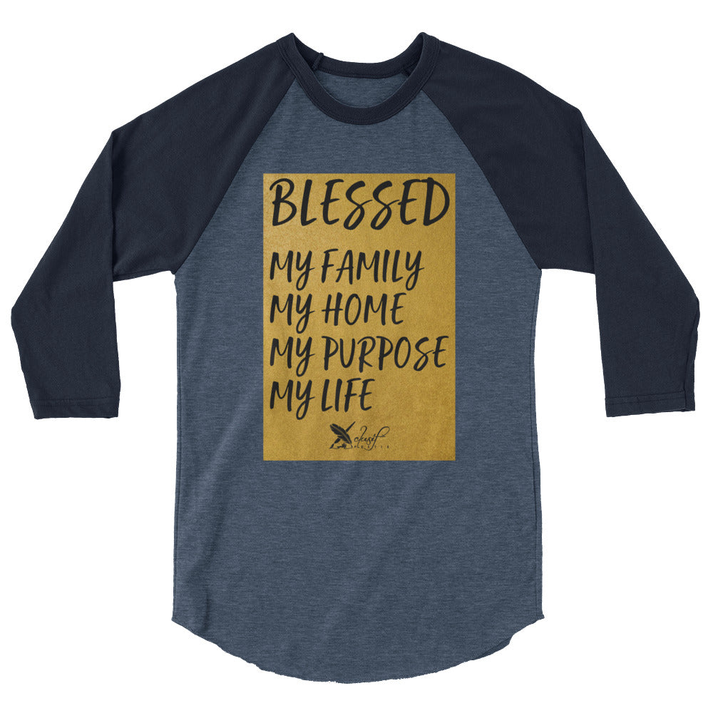 BLESSED BY XCLUSIF POETIX 3/4 sleeve raglan shirt