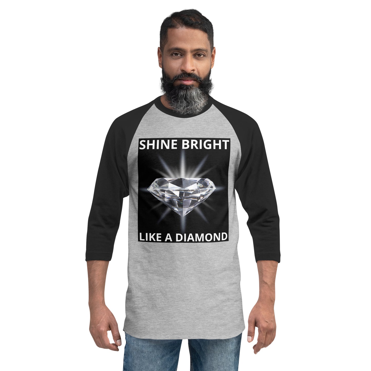 "SHINE BRIGHT LIKE A DIAMOND" BY XCLUSIF POETIX 3/4 sleeve raglan shirt