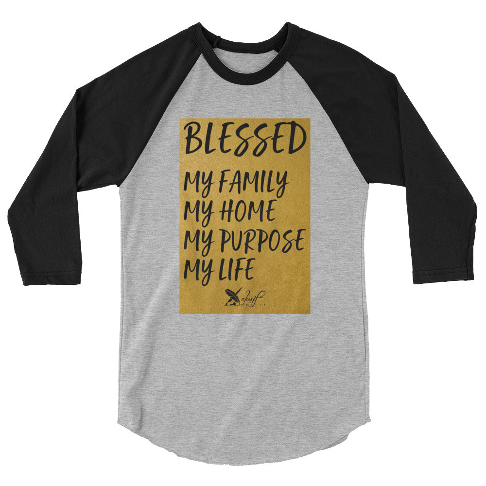 BLESSED BY XCLUSIF POETIX 3/4 sleeve raglan shirt