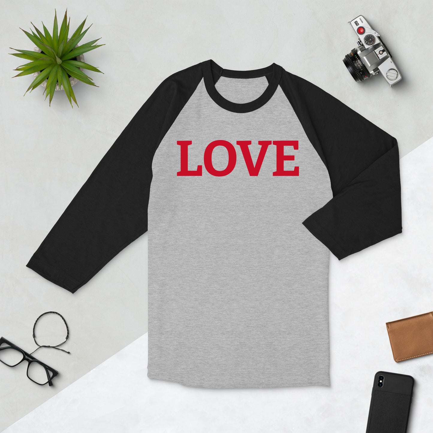 LOVE BY XCLUSIF POETIX 3/4 sleeve raglan shirt