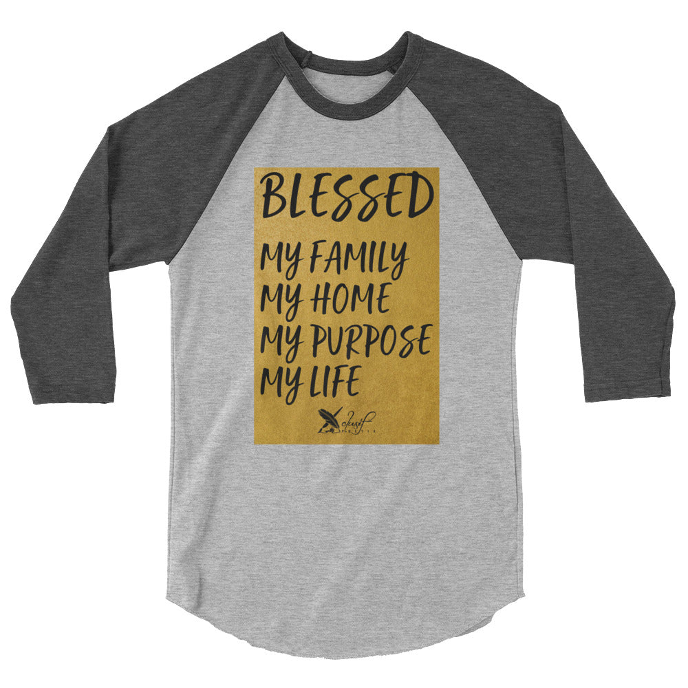 BLESSED BY XCLUSIF POETIX 3/4 sleeve raglan shirt