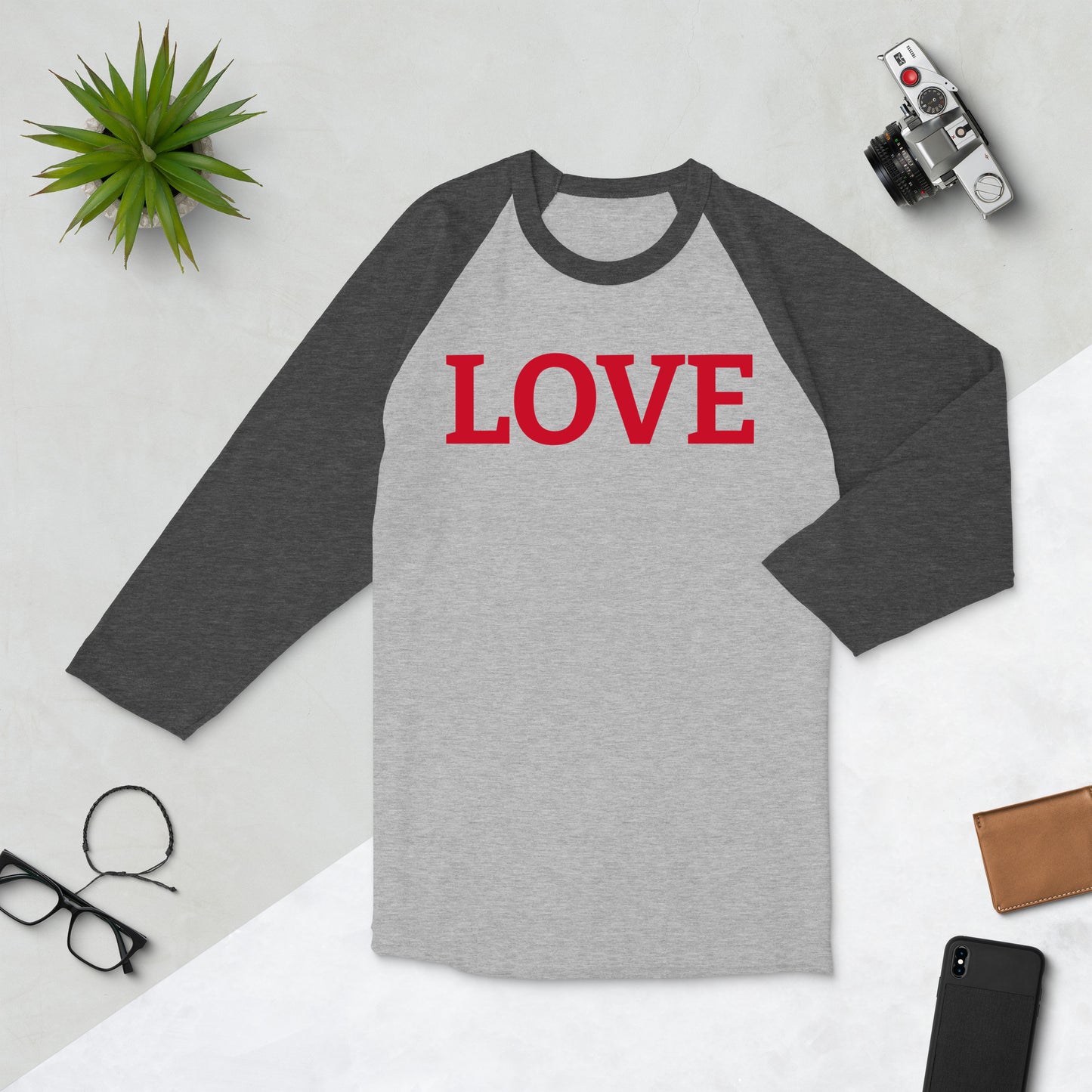 LOVE BY XCLUSIF POETIX 3/4 sleeve raglan shirt