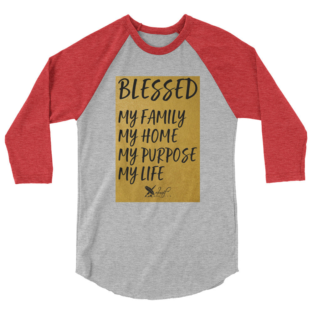 BLESSED BY XCLUSIF POETIX 3/4 sleeve raglan shirt