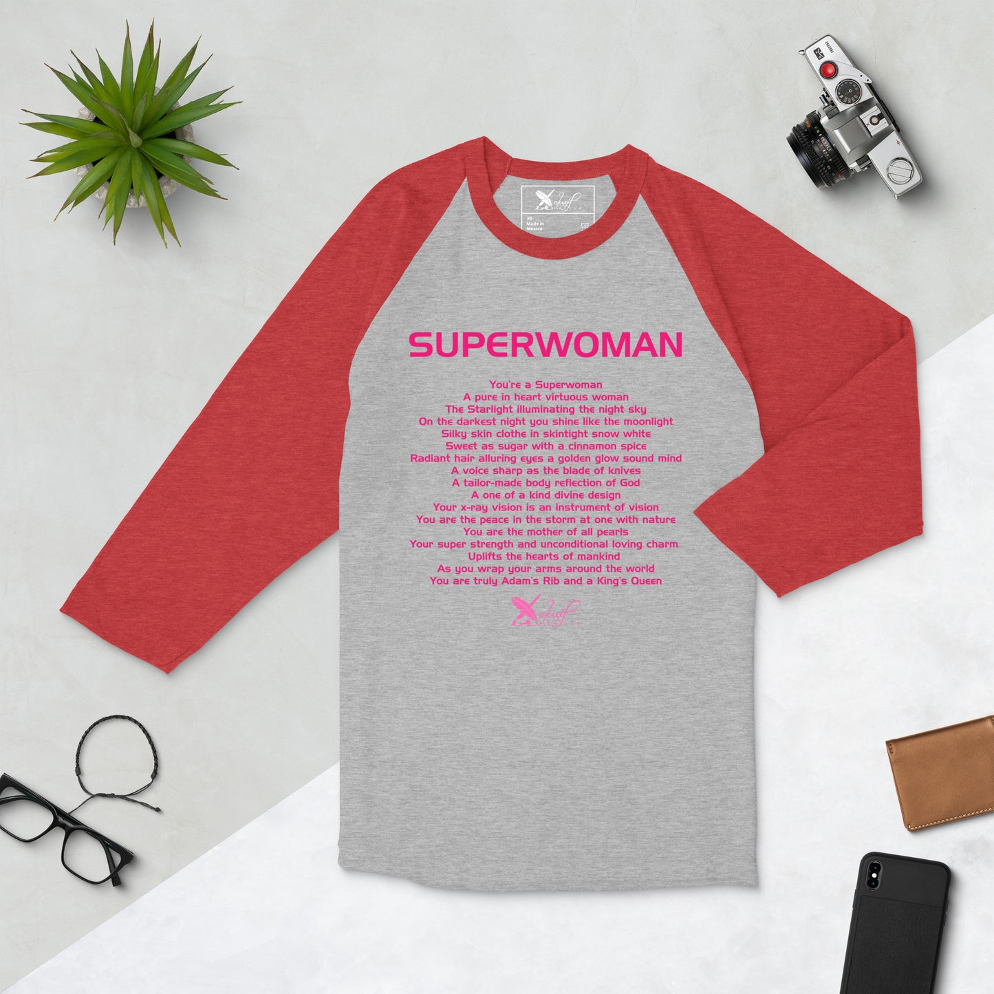 SUPERWOMAN BY XCLUSIF POETIX 3/4 sleeve raglan shirt