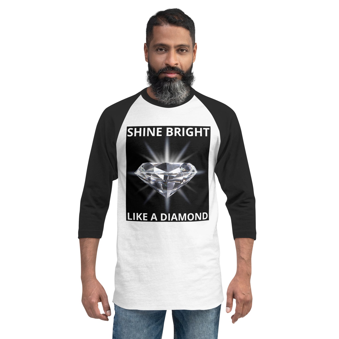 "SHINE BRIGHT LIKE A DIAMOND" BY XCLUSIF POETIX 3/4 sleeve raglan shirt