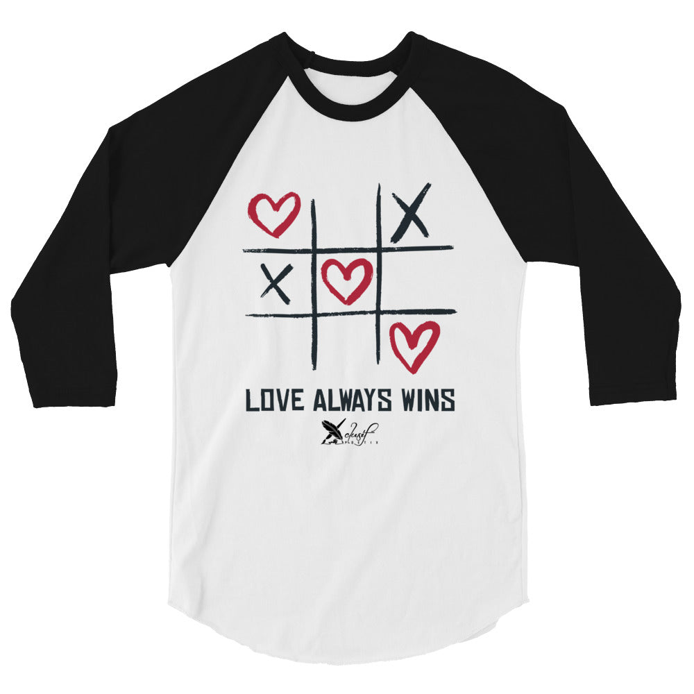 "LOVE ALWAYS WINS" BY XCLUSIF POETIX 3/4 sleeve raglan shirt