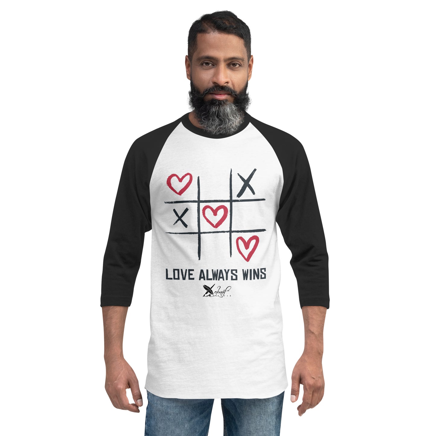 "LOVE ALWAYS WINS" BY XCLUSIF POETIX 3/4 sleeve raglan shirt