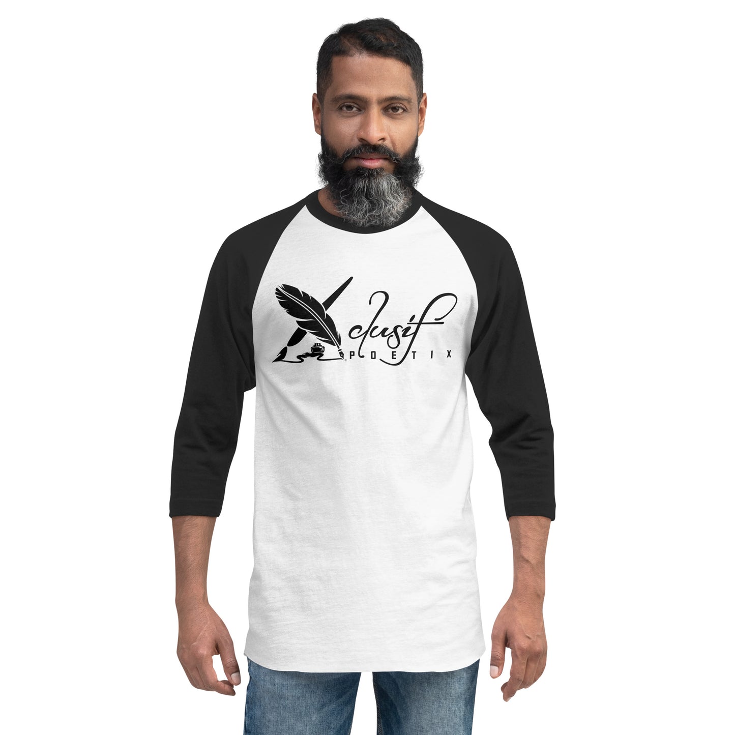 XCLUSIF POETIX BIG BLACK LOGO 3/4 sleeve raglan shirt