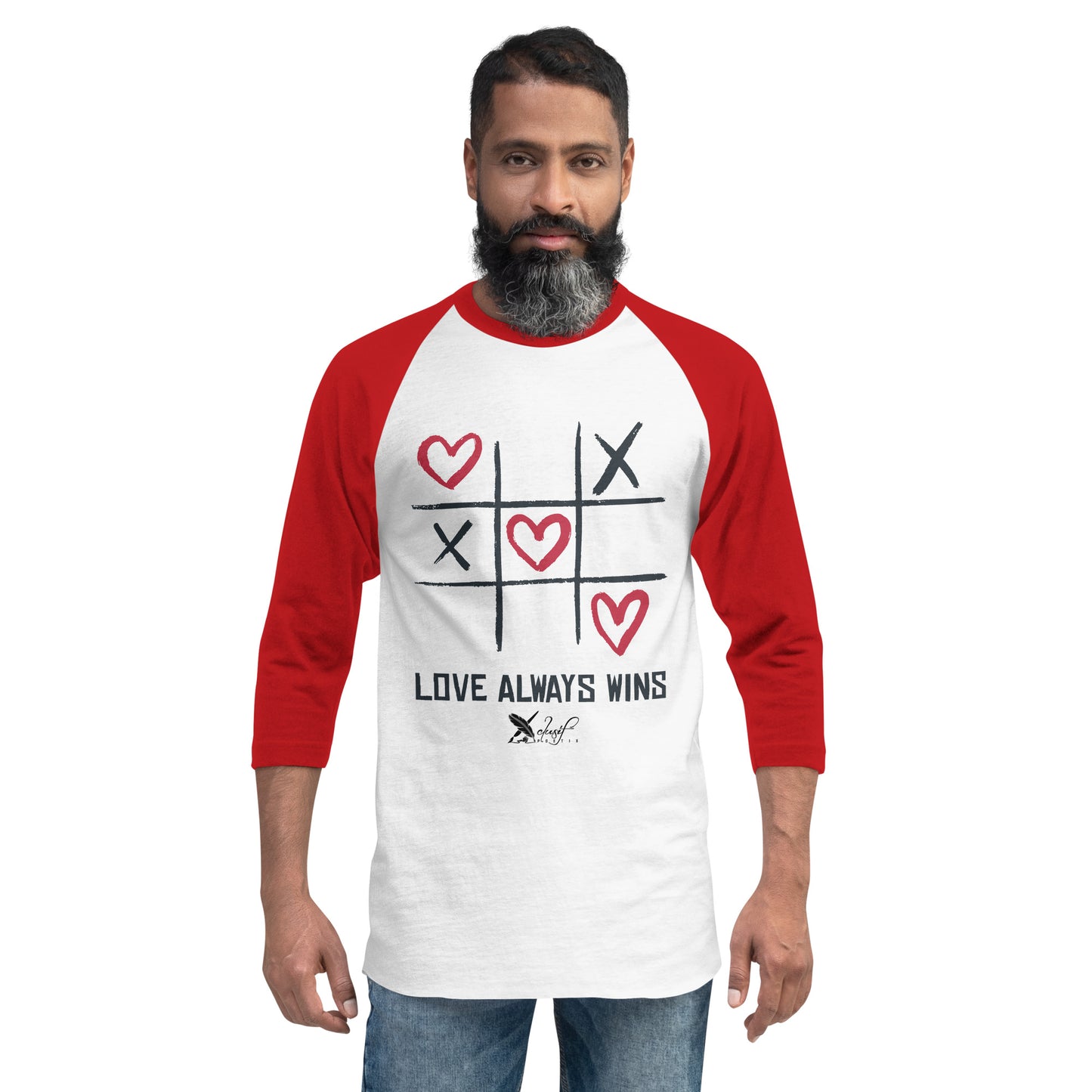 "LOVE ALWAYS WINS" BY XCLUSIF POETIX 3/4 sleeve raglan shirt