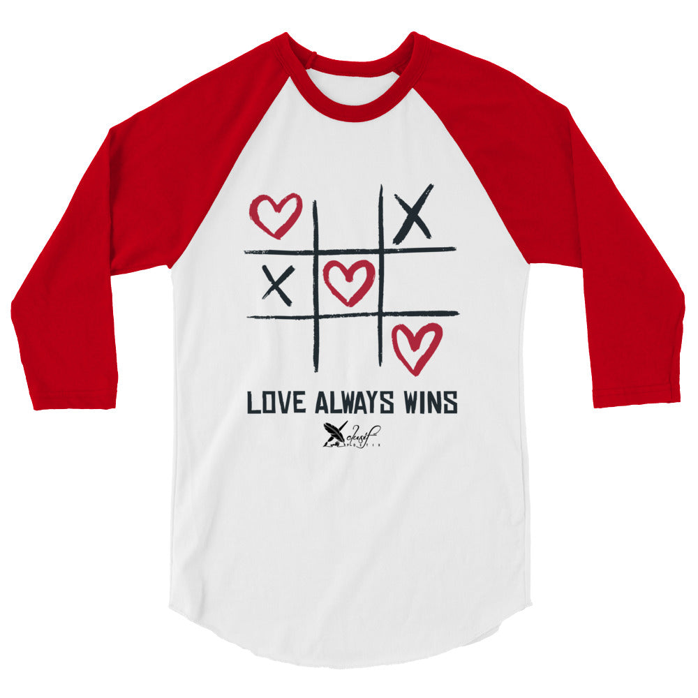 "LOVE ALWAYS WINS" BY XCLUSIF POETIX 3/4 sleeve raglan shirt