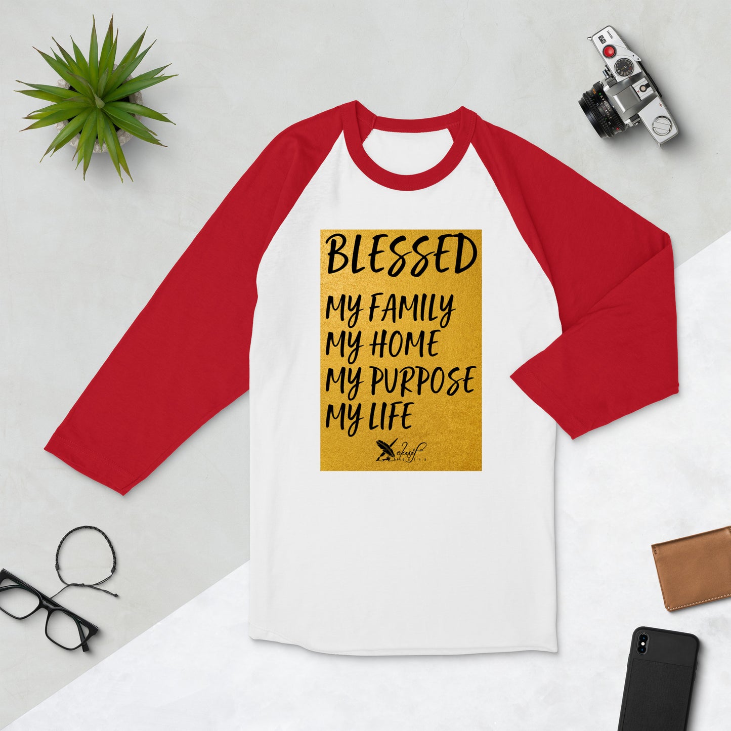 BLESSED BY XCLUSIF POETIX 3/4 sleeve raglan shirt