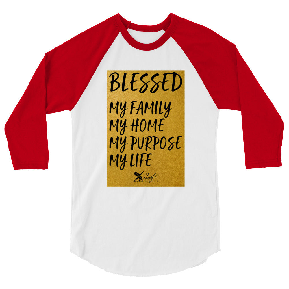 BLESSED BY XCLUSIF POETIX 3/4 sleeve raglan shirt