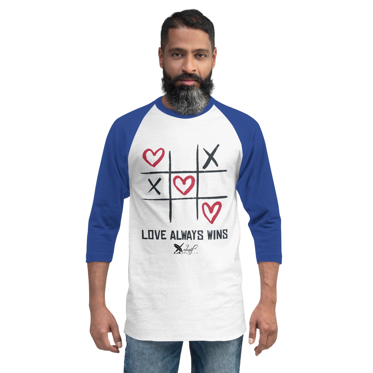 "LOVE ALWAYS WINS" BY XCLUSIF POETIX 3/4 sleeve raglan shirt