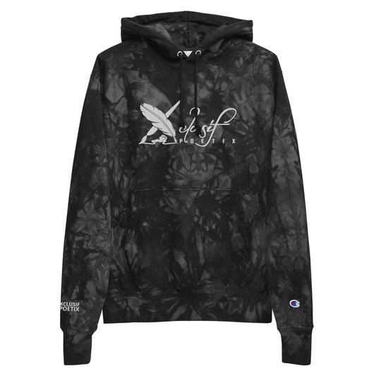 XCLUSIF POETIX WHITE LOGO Unisex Champion tie-dye hoodie