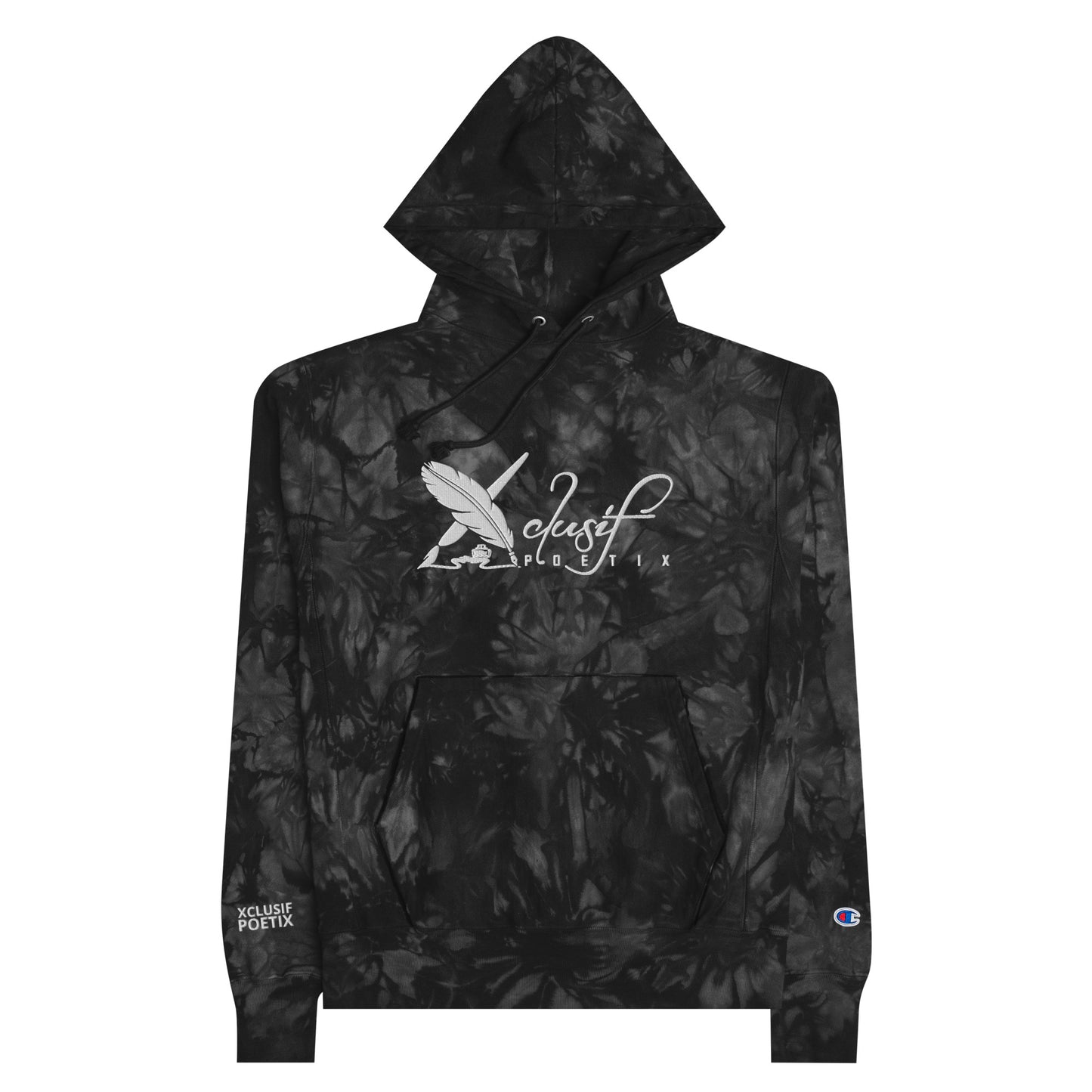 XCLUSIF POETIX WHITE LOGO Unisex Champion tie-dye hoodie