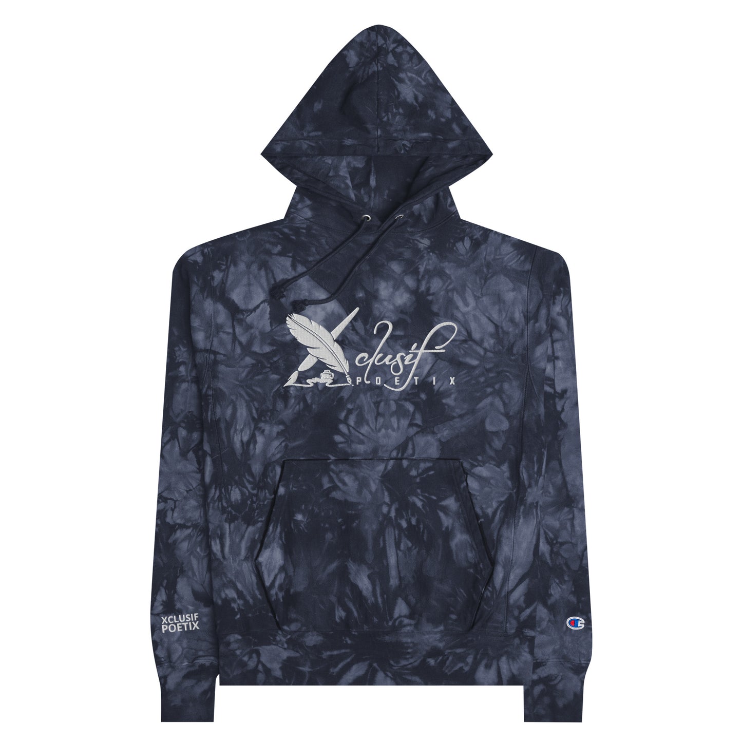 XCLUSIF POETIX WHITE LOGO Unisex Champion tie-dye hoodie