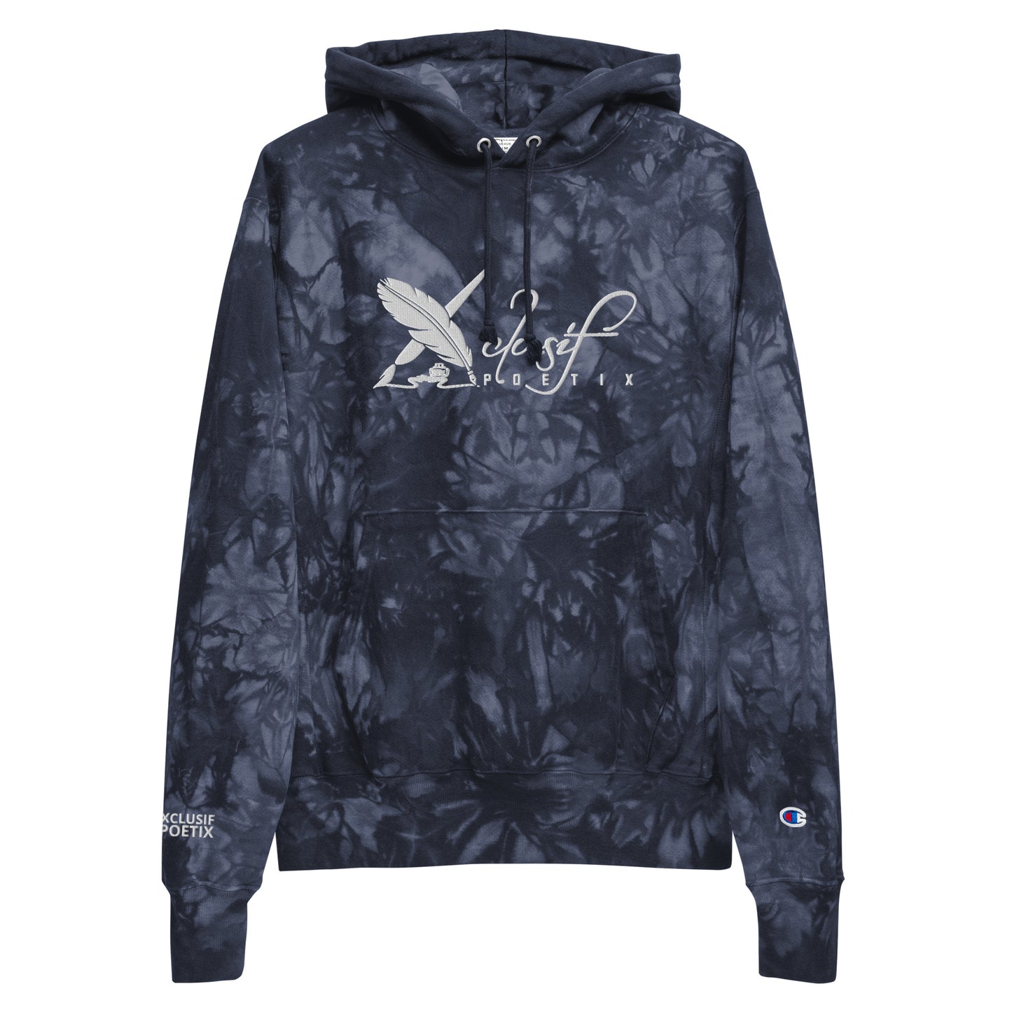 XCLUSIF POETIX WHITE LOGO Unisex Champion tie-dye hoodie