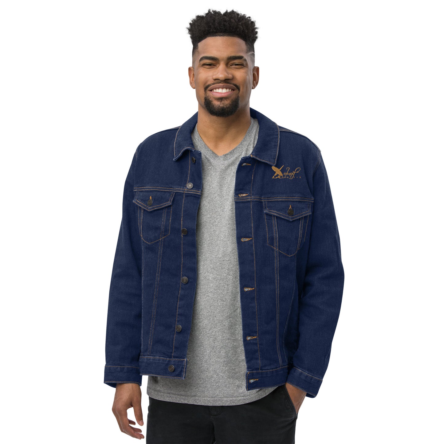 XCLUSIF POETIX GOLD LOGO Unisex denim jacket