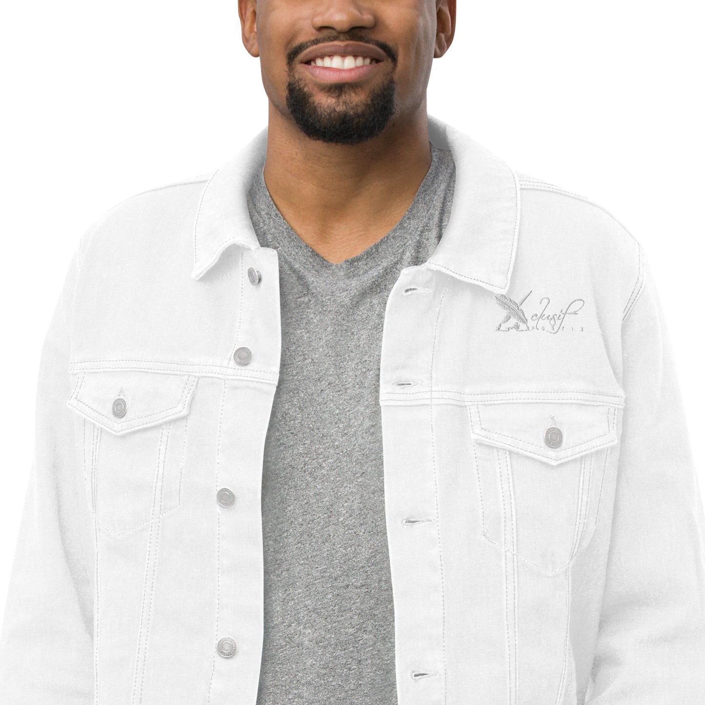 XCLUSIF POETIX WHITE LOGO Unisex denim jacket