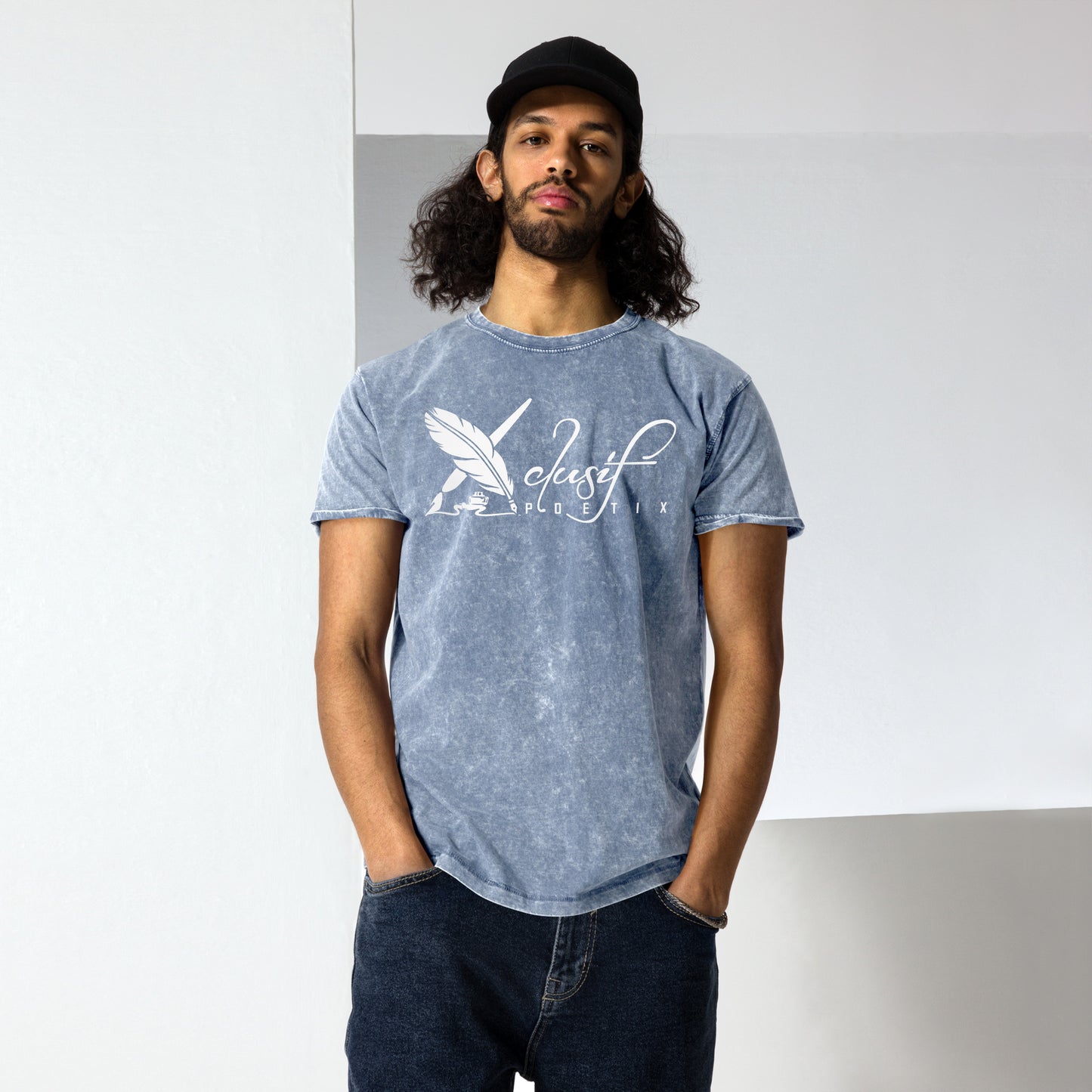 XCLUSIF POETIX WHITE LOGO Denim T-Shirt