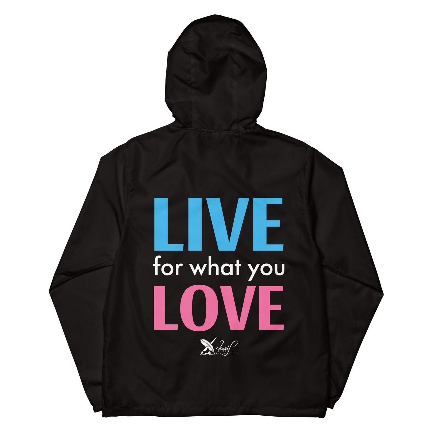 "LIVE FOR WHAT YOU LOVE" BY XCLUSIF POETIX Unisex lightweight zip up windbreaker