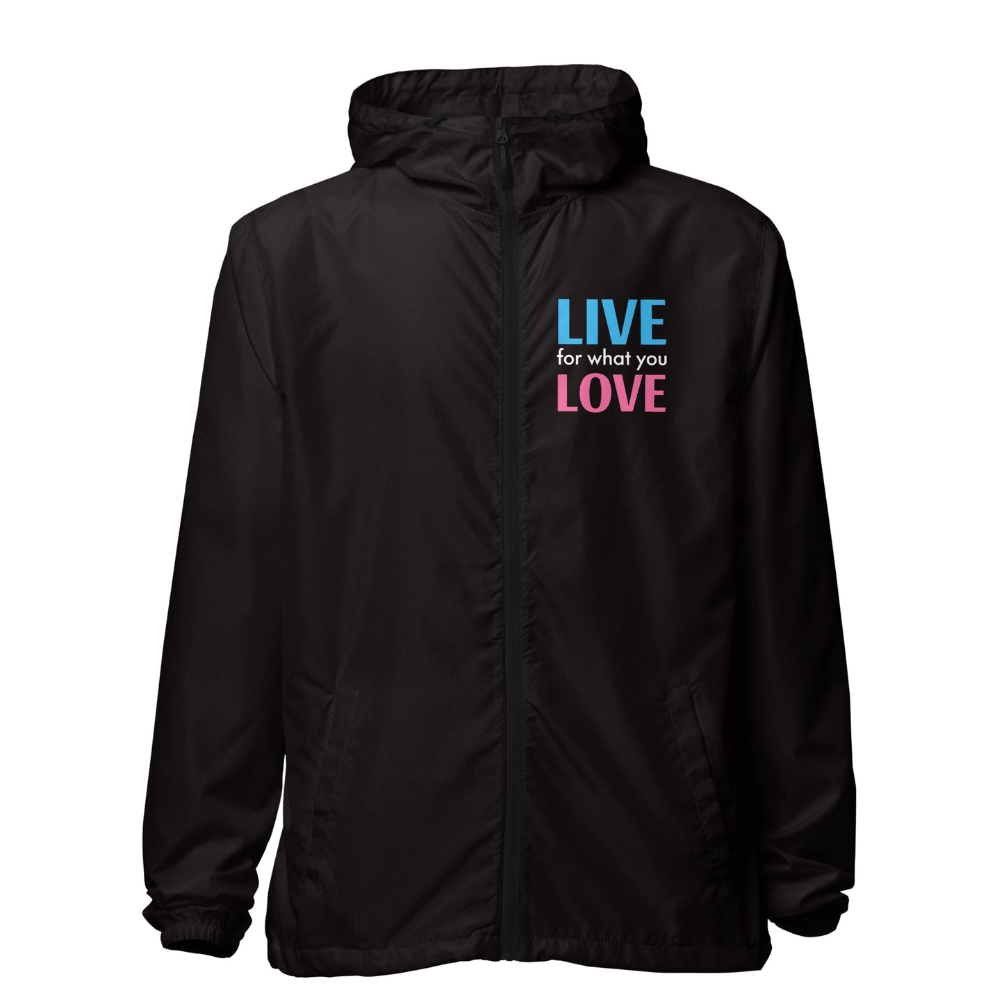 "LIVE FOR WHAT YOU LOVE" BY XCLUSIF POETIX Unisex lightweight zip up windbreaker