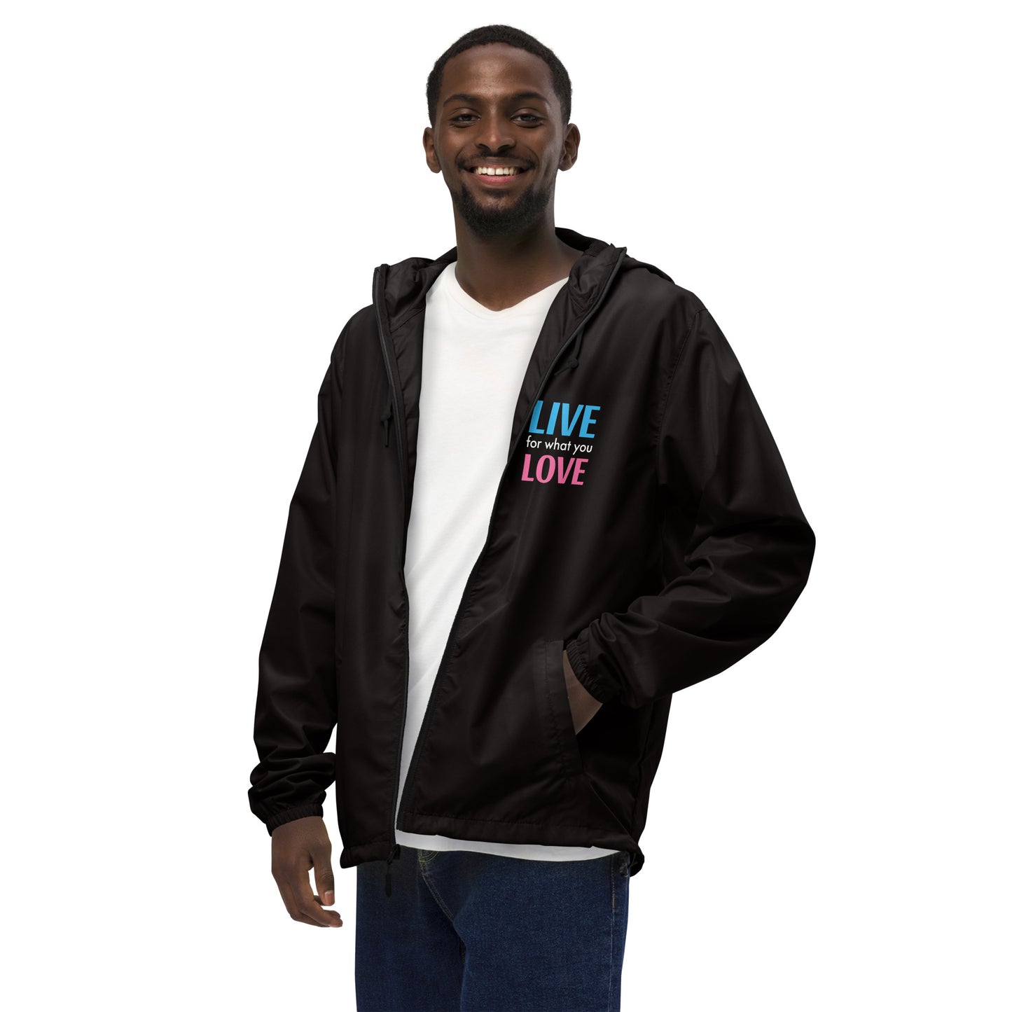 "LIVE FOR WHAT YOU LOVE" BY XCLUSIF POETIX Unisex lightweight zip up windbreaker