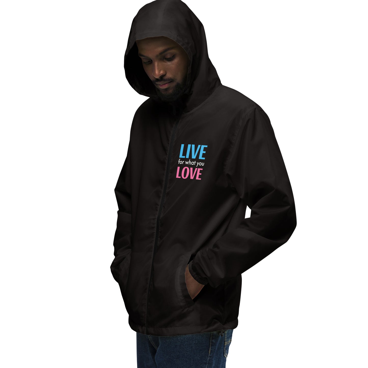 "LIVE FOR WHAT YOU LOVE" BY XCLUSIF POETIX Unisex lightweight zip up windbreaker