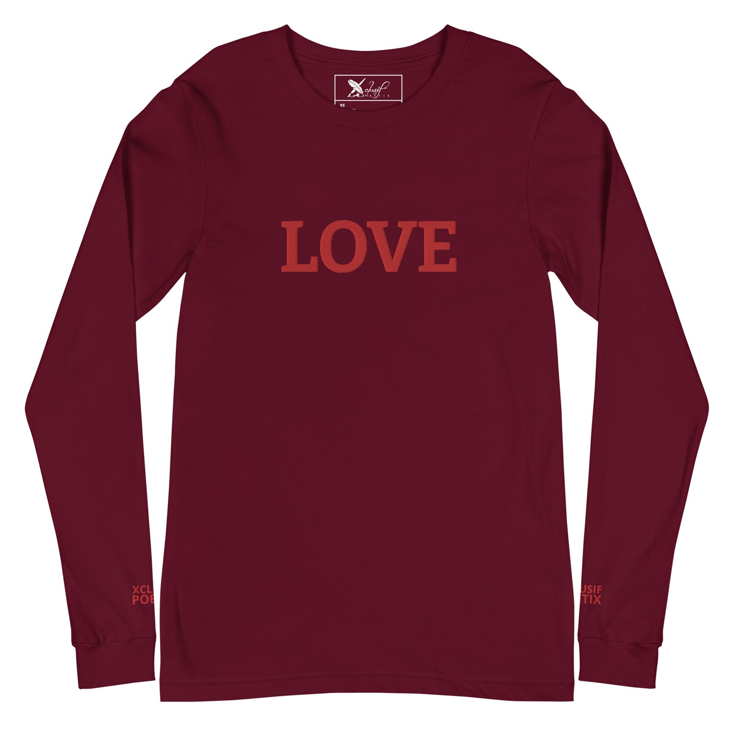 LOVE BY XCLUSIF POETIX Embroidery Unisex Long Sleeve Tee