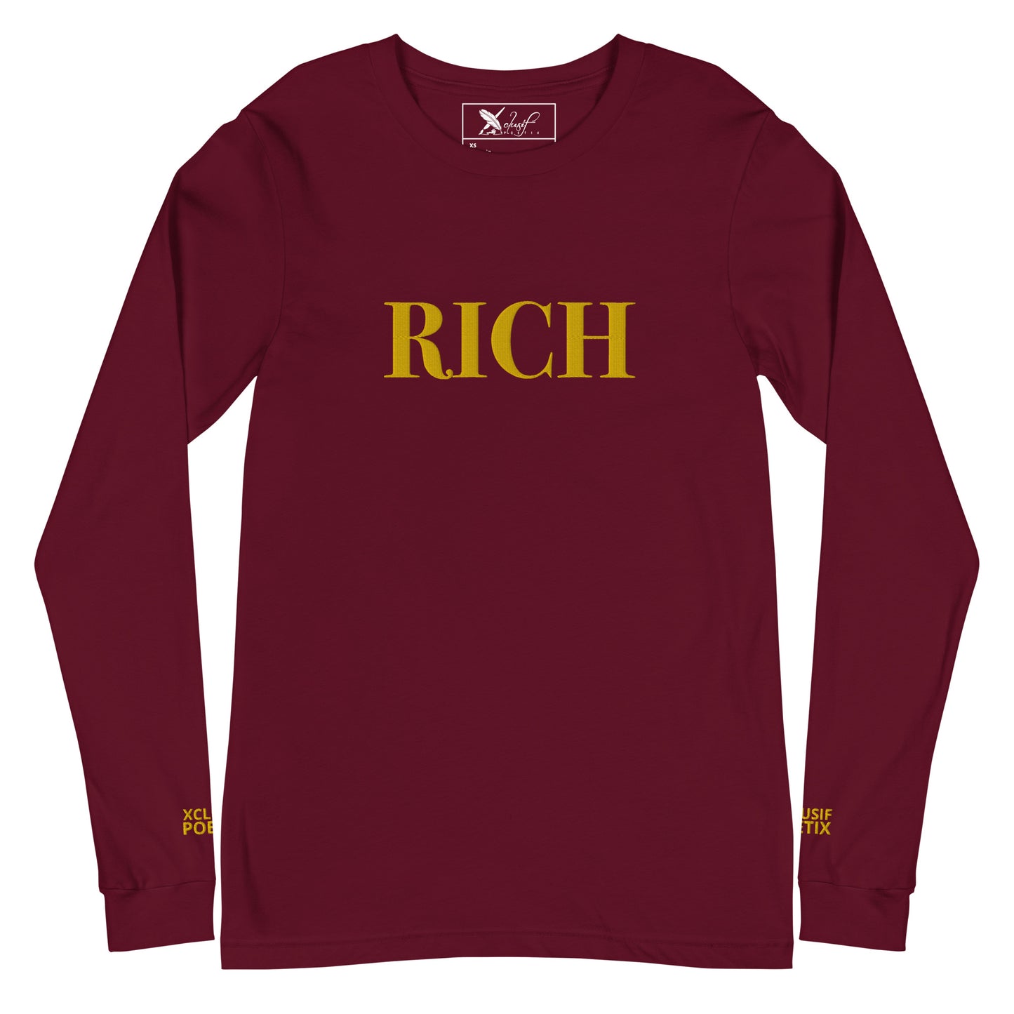 RICH BY XCLUSIF POETIX Embroidery Unisex Long Sleeve Tee