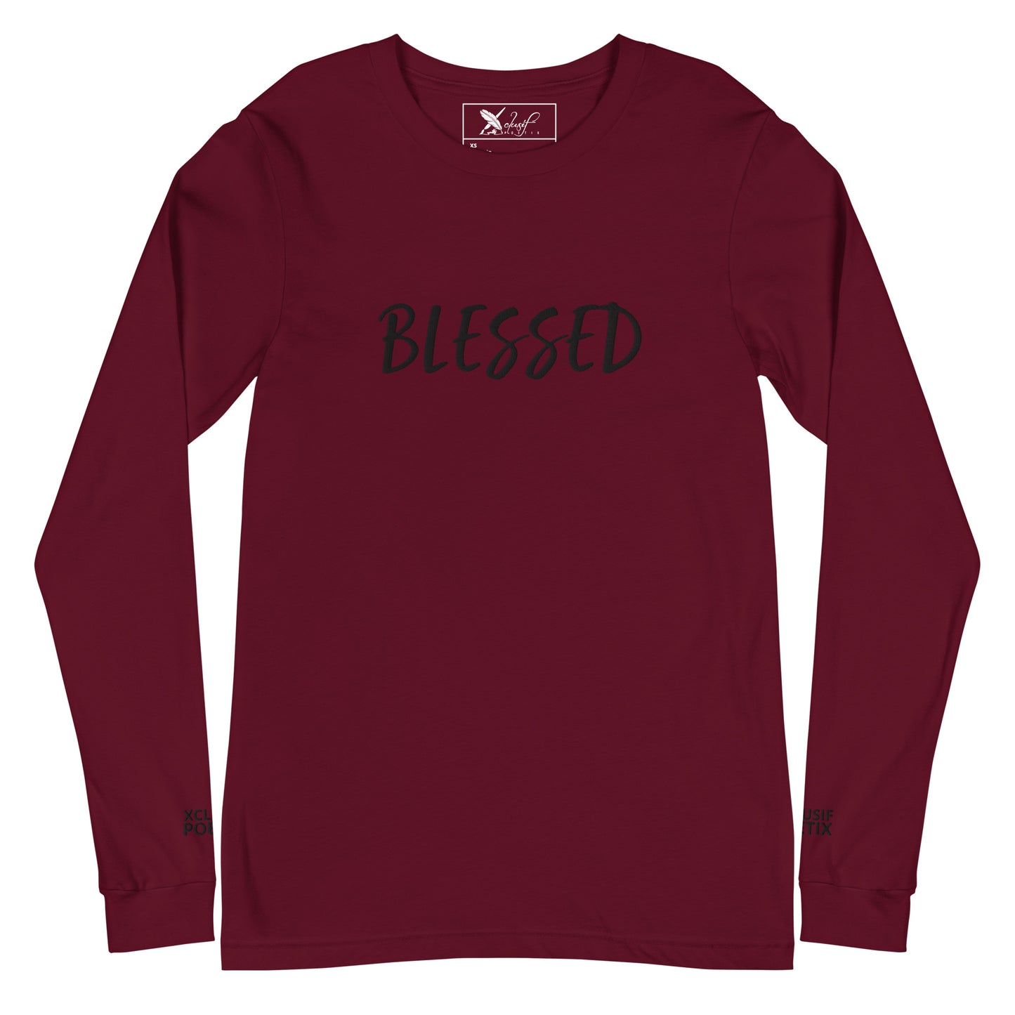 BLESSED BY XCLUSIF POETIX EMBROIDERY Unisex Long Sleeve Tee