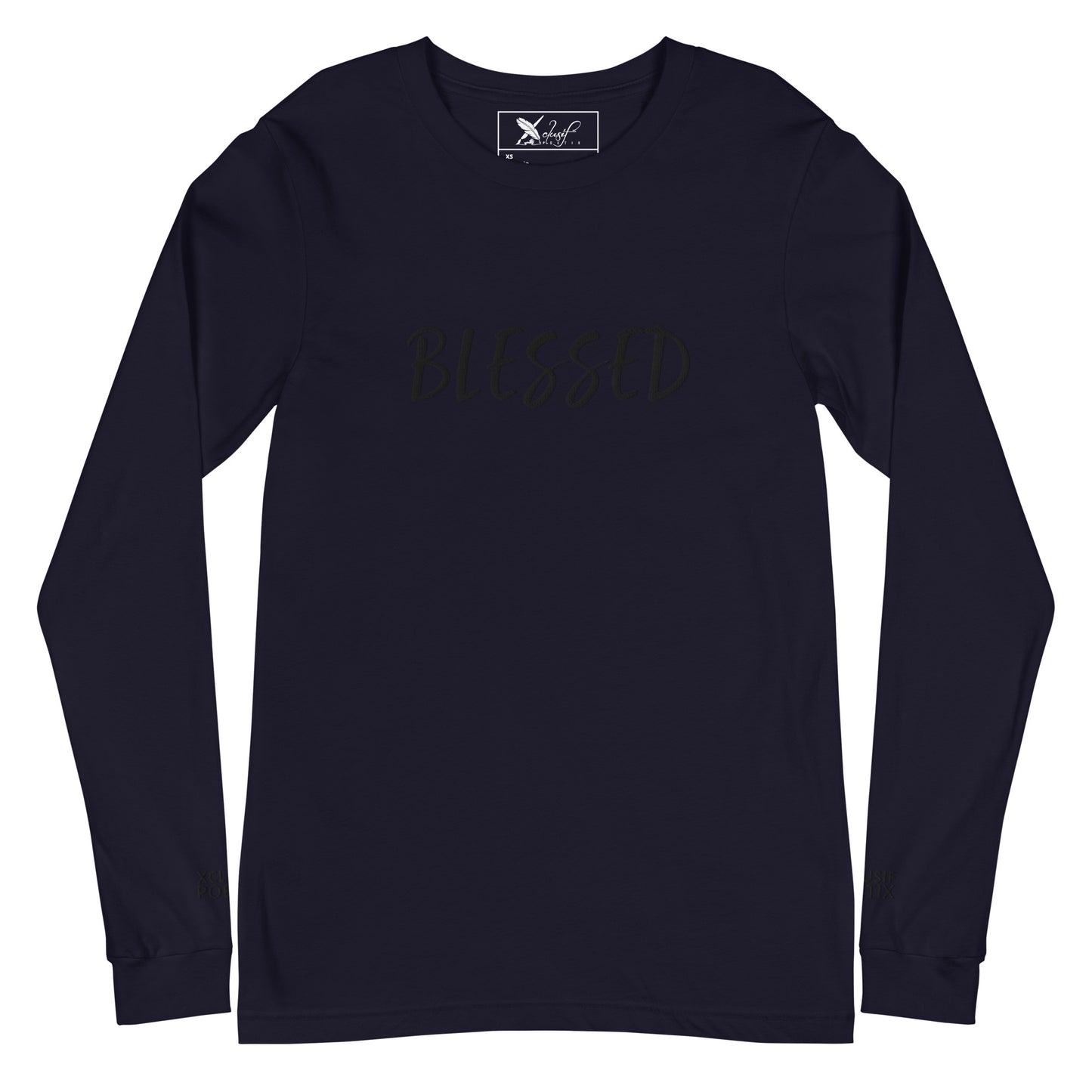 BLESSED BY XCLUSIF POETIX EMBROIDERY Unisex Long Sleeve Tee