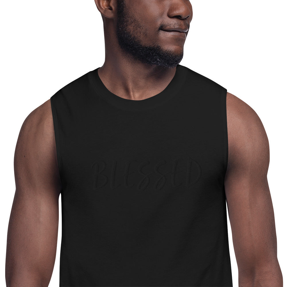 BLESSED BY XCLUSIF POETIX EMBROIDERY Muscle Shirt