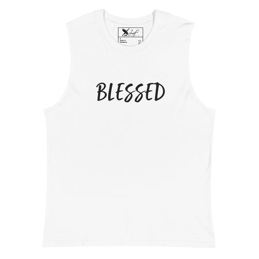 BLESSED BY XCLUSIF POETIX EMBROIDERY Muscle Shirt