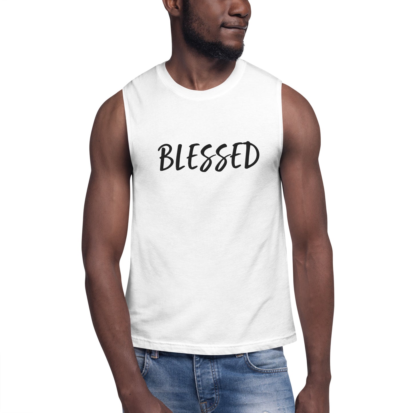 BLESSED BY XCLUSIF POETIX EMBROIDERY Muscle Shirt